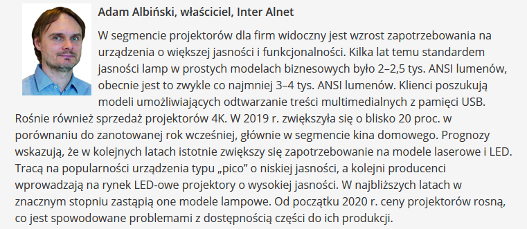 Analiza rynku projektorów laserowych od CRN